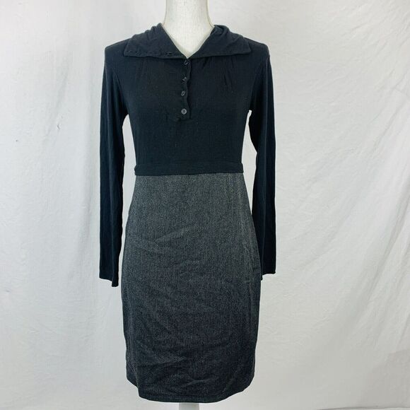 Transit Par Such Sheath Dress Long Sleeve Career Black Gray Knee Length Size 2 - Picture 3 of 9